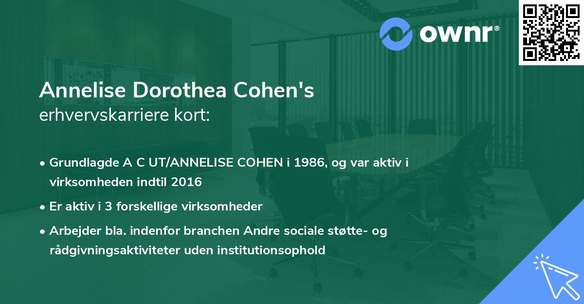 Annelise Dorothea Cohen's erhvervskarriere kort