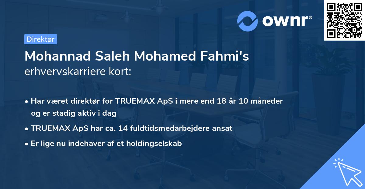 Mohannad Saleh Mohamed Fahmi's erhvervskarriere kort