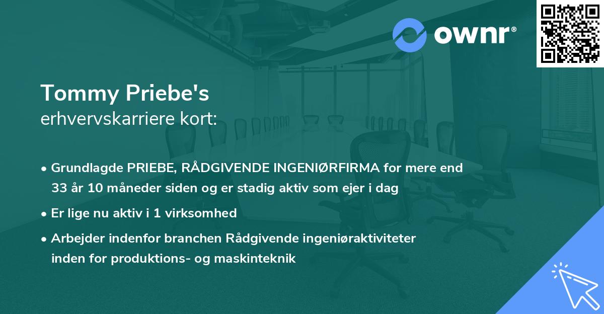 Tommy Priebe's erhvervskarriere kort
