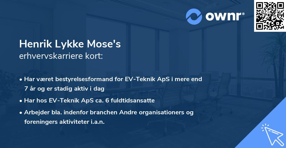 Henrik Lykke Mose's erhvervskarriere kort