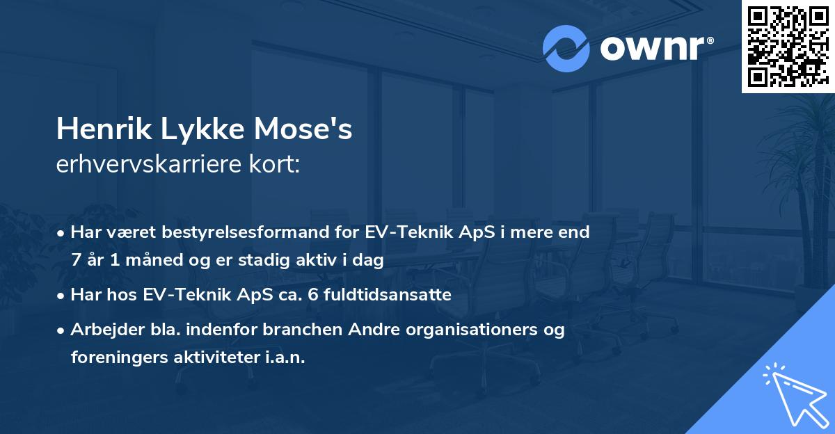 Henrik Lykke Mose's erhvervskarriere kort
