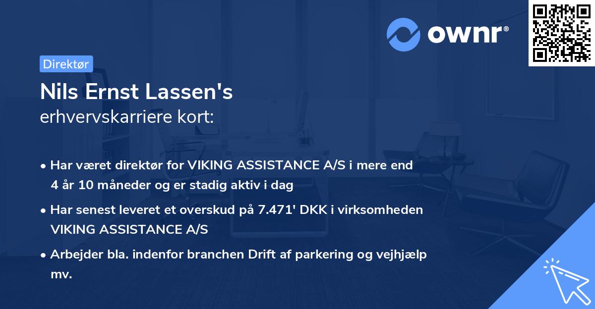 Nils Ernst Lassen's erhvervskarriere kort