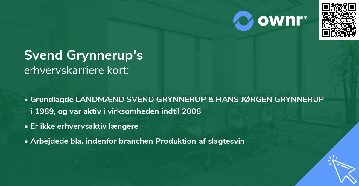 Svend Grynnerup's erhvervskarriere kort