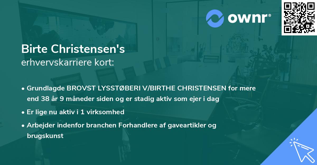 Birte Christensen's erhvervskarriere kort