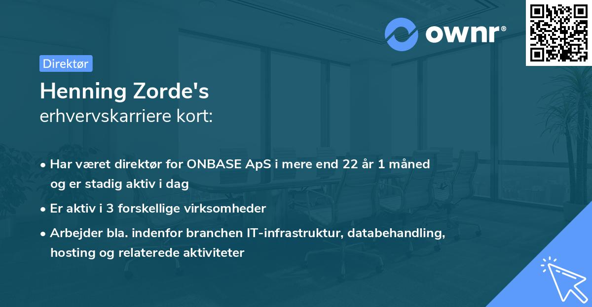 Henning Zorde's erhvervskarriere kort