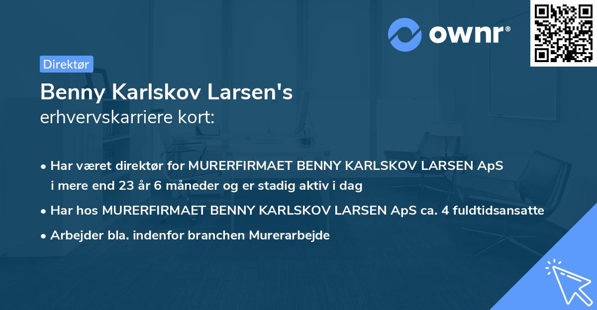 Benny Karlskov Larsen's erhvervskarriere kort