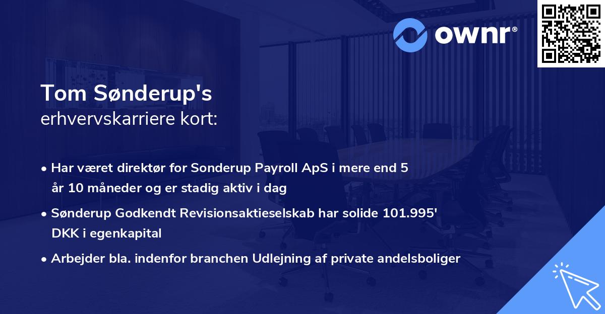 Tom Sønderup's erhvervskarriere kort