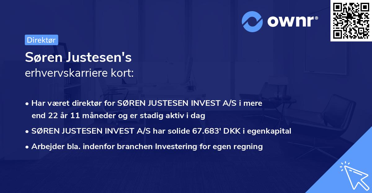 Søren Justesen's erhvervskarriere kort