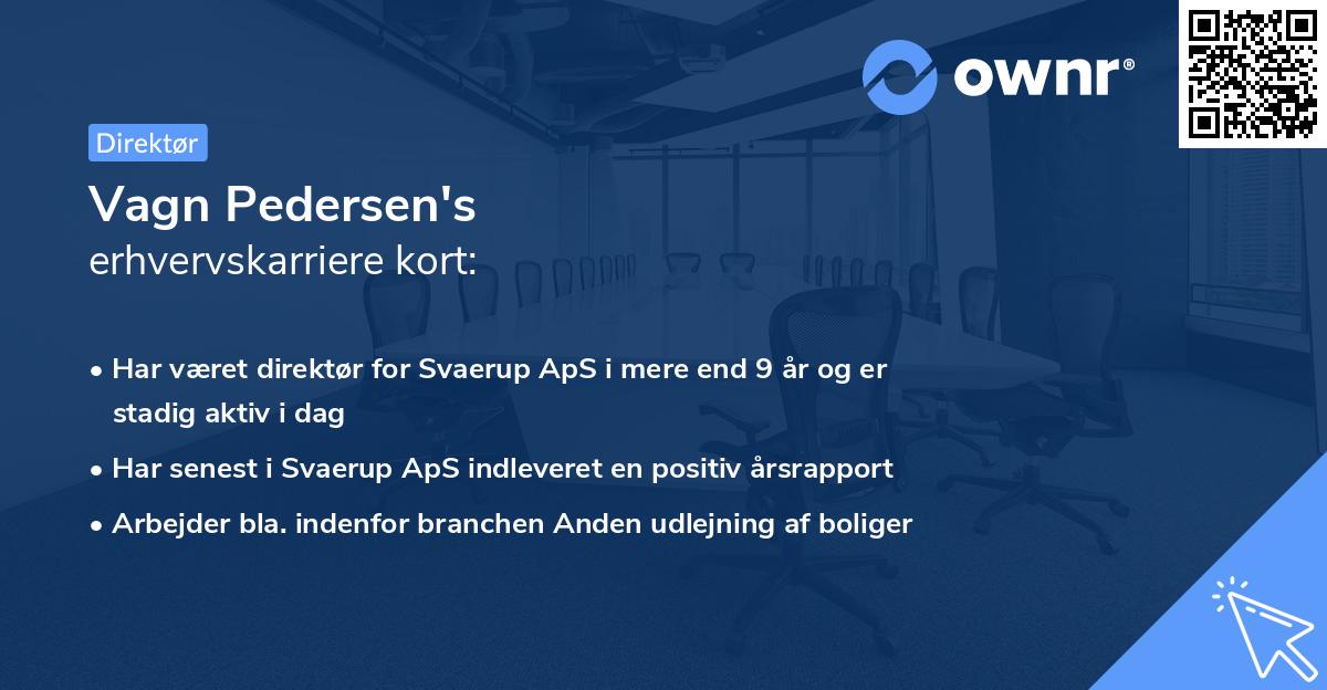 Vagn Pedersen's erhvervskarriere kort
