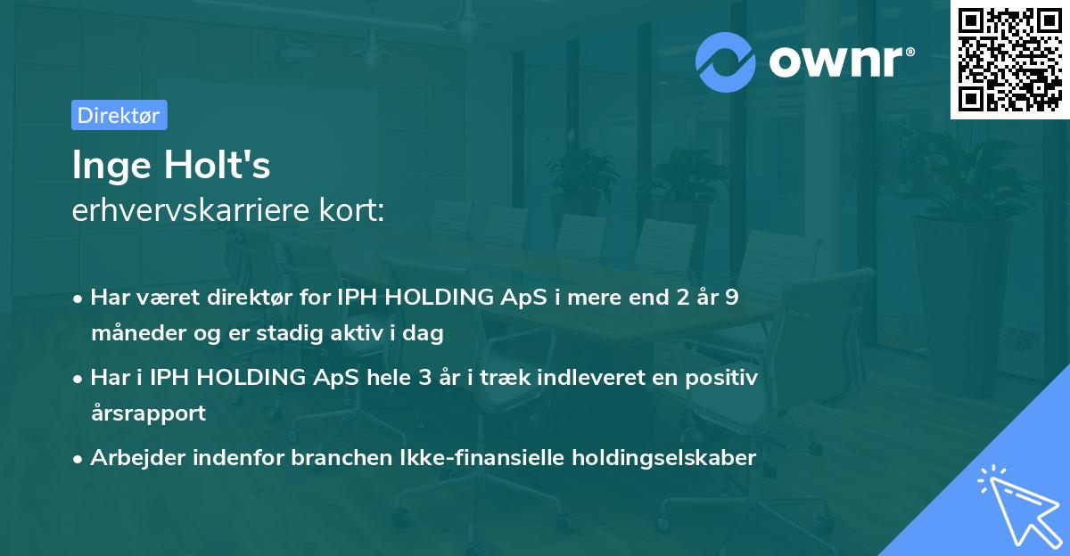 Inge Holt's erhvervskarriere kort