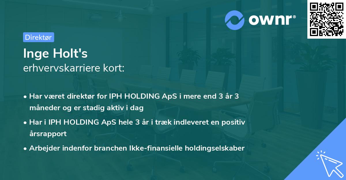 Inge Holt's erhvervskarriere kort