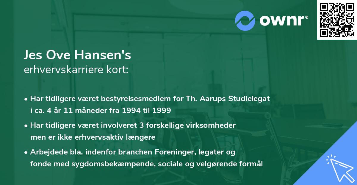 Jes Ove Hansen's erhvervskarriere kort