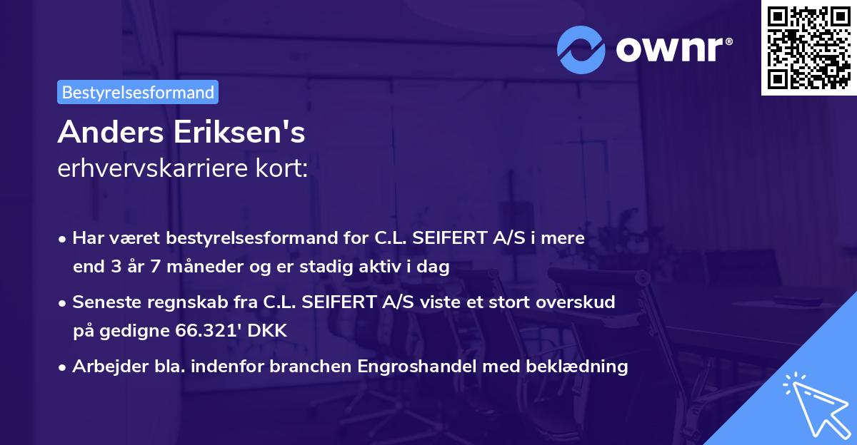 Anders Eriksen's erhvervskarriere kort