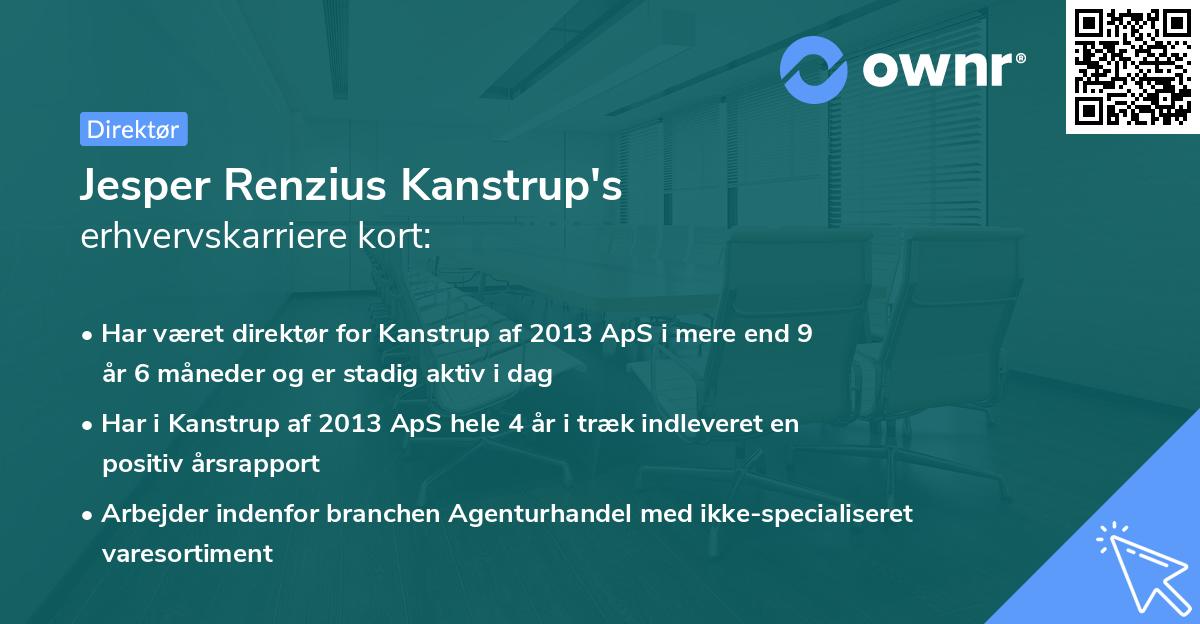 Jesper Renzius Kanstrup's erhvervskarriere kort