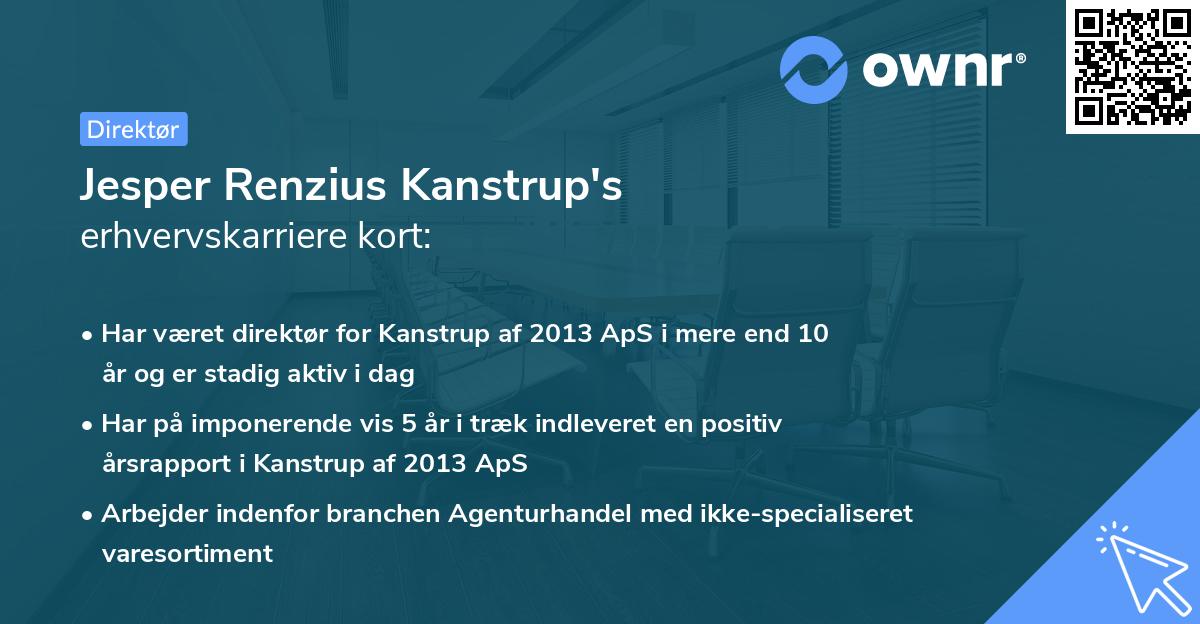 Jesper Renzius Kanstrup's erhvervskarriere kort