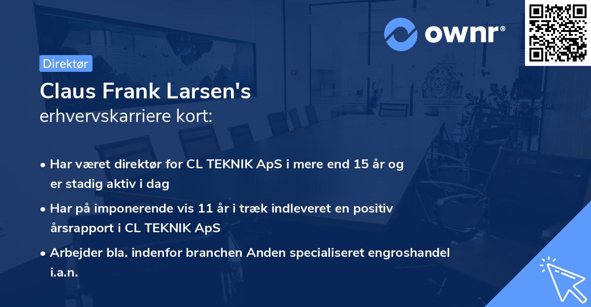 Claus Frank Larsen's erhvervskarriere kort