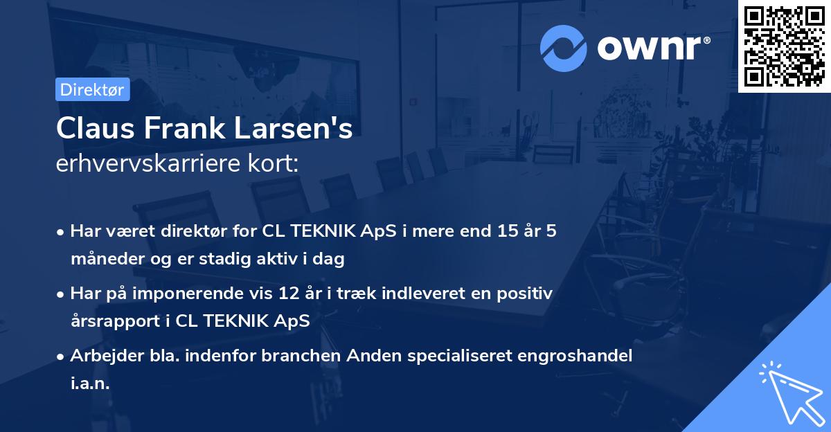 Claus Frank Larsen's erhvervskarriere kort