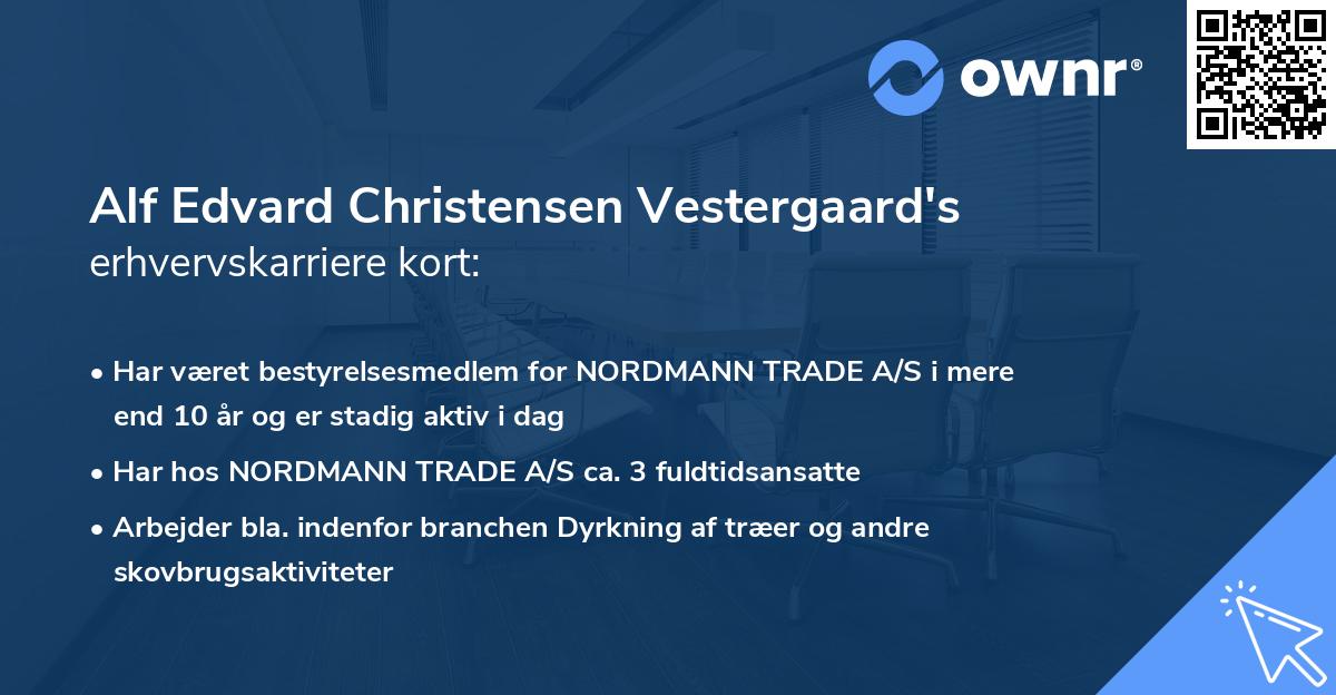 Alf Edvard Christensen Vestergaard's erhvervskarriere kort