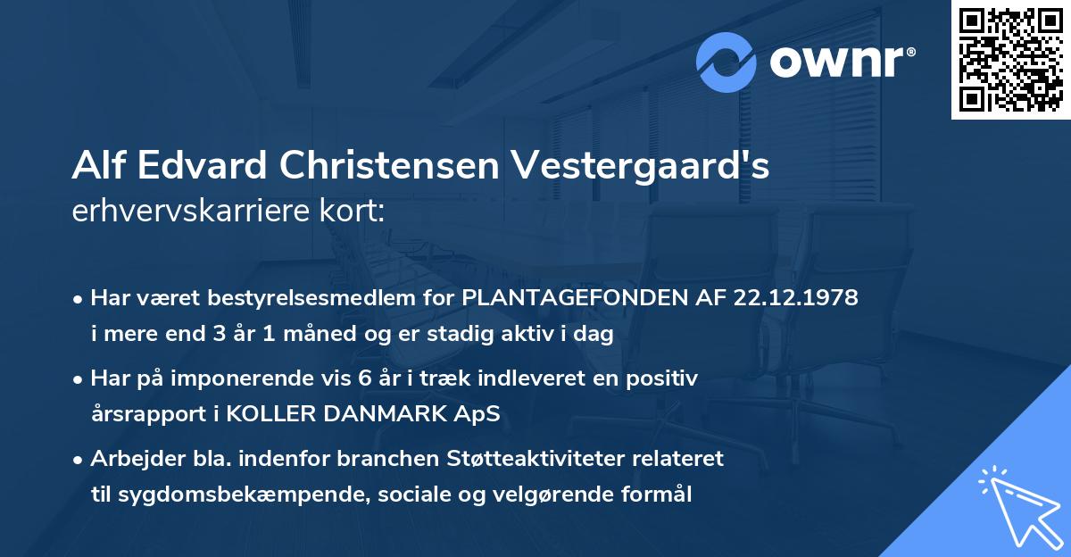 Alf Edvard Christensen Vestergaard's erhvervskarriere kort