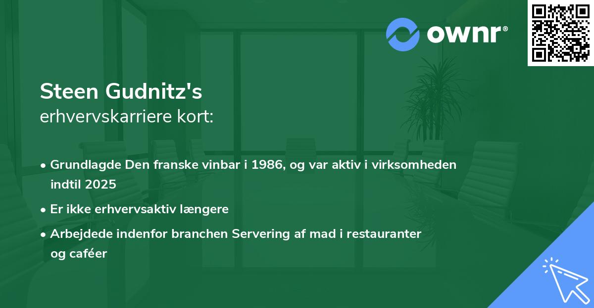 Steen Gudnitz's erhvervskarriere kort