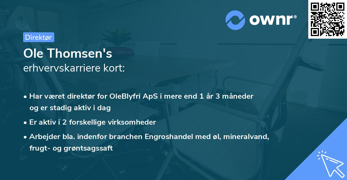 Ole Thomsen's erhvervskarriere kort