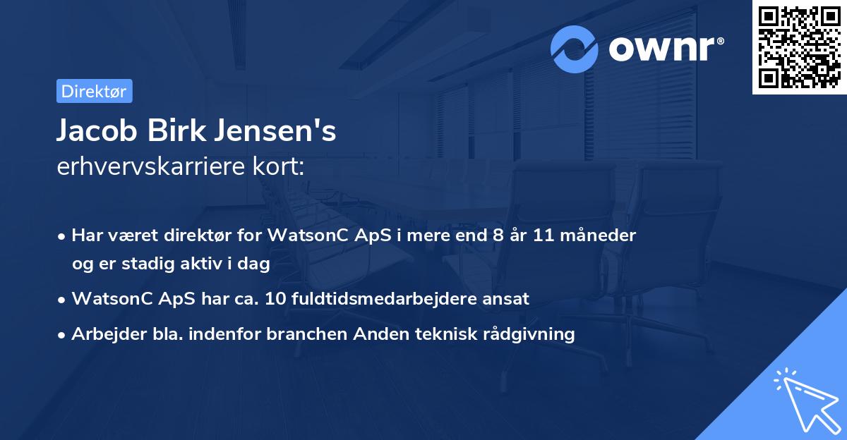 Jacob Birk Jensen's erhvervskarriere kort
