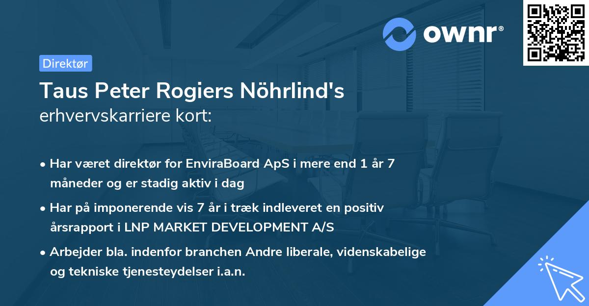 Taus Peter Rogiers Nöhrlind's erhvervskarriere kort