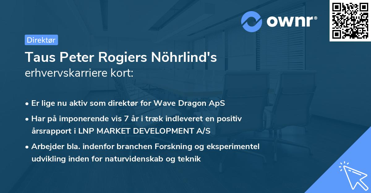 Taus Peter Rogiers Nöhrlind's erhvervskarriere kort