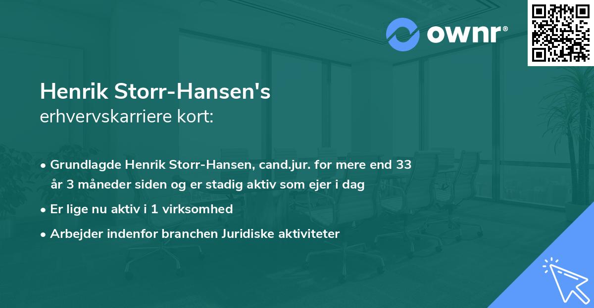 Henrik Storr-Hansen's erhvervskarriere kort