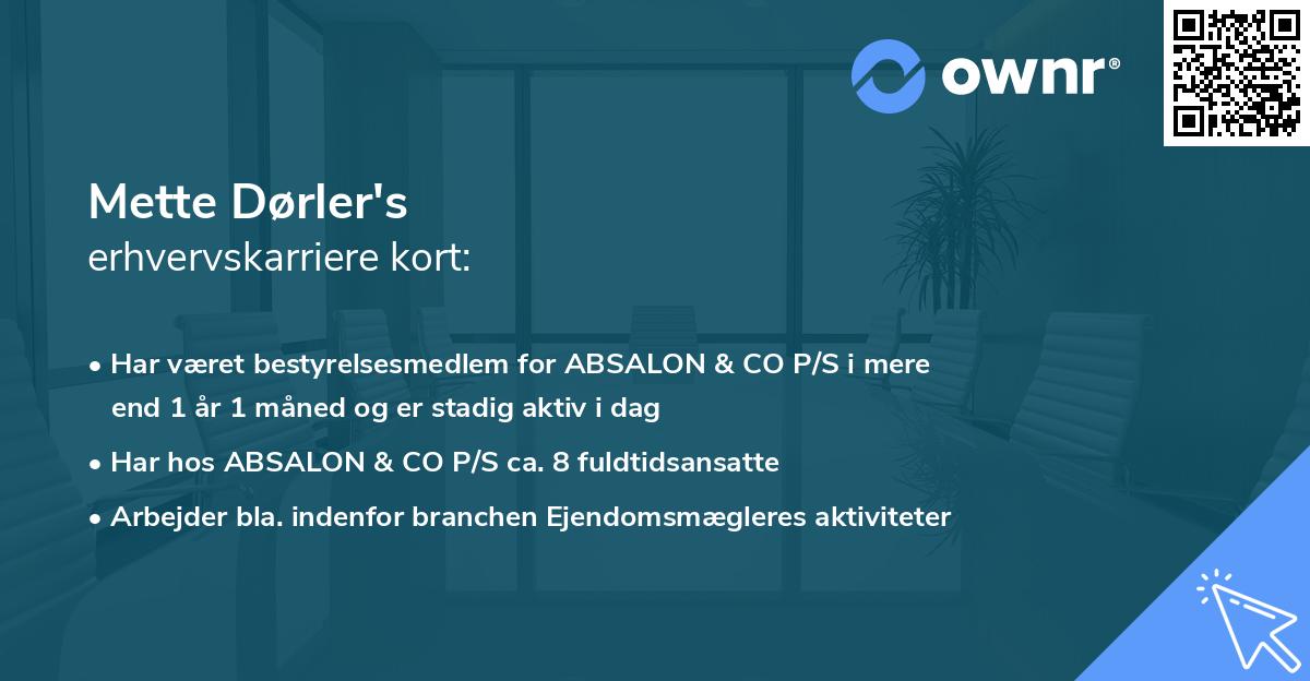 Mette Dørler's erhvervskarriere kort