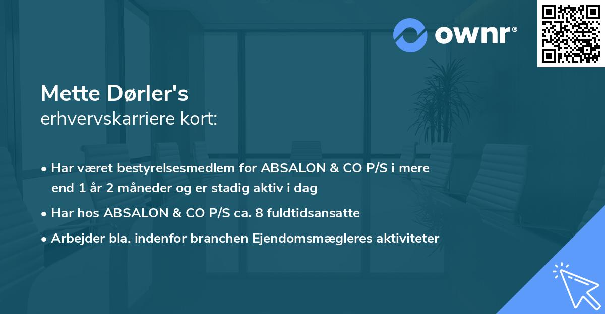 Mette Dørler's erhvervskarriere kort