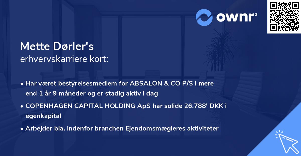 Mette Dørler's erhvervskarriere kort