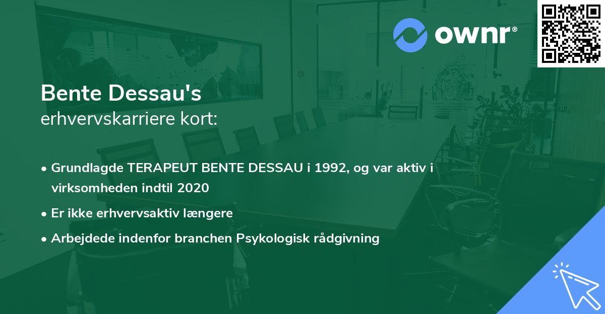 Bente Dessau's erhvervskarriere kort