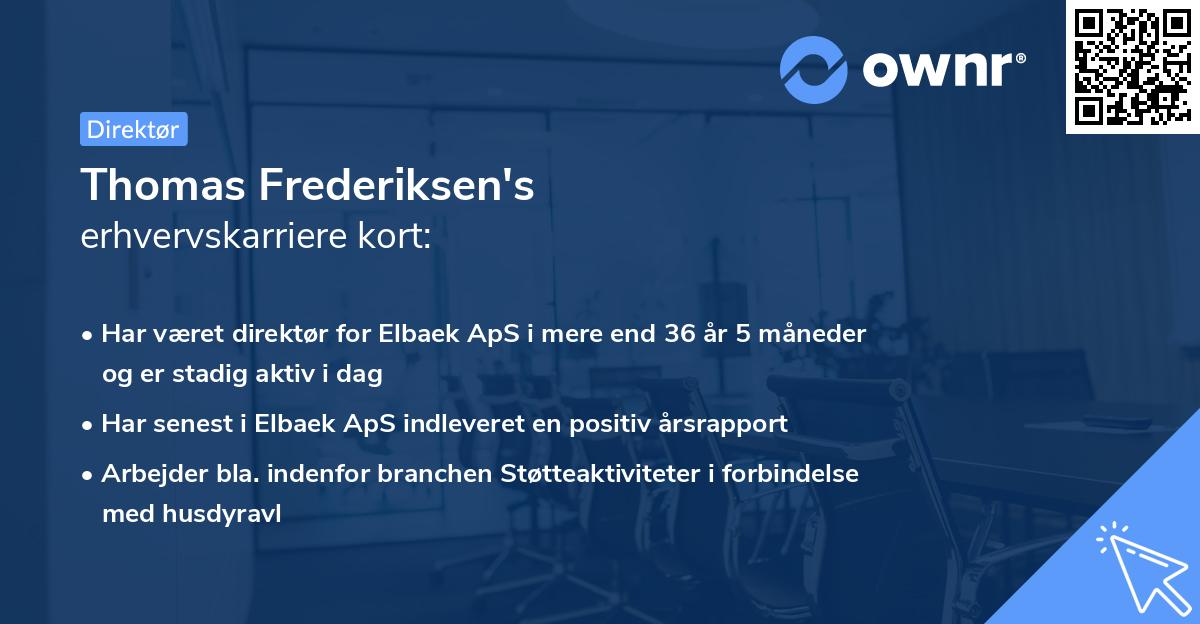 Thomas Frederiksen's erhvervskarriere kort