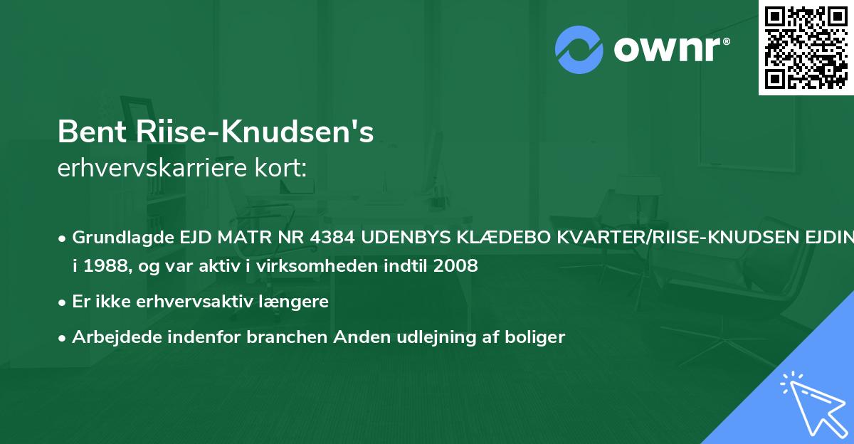 Bent Riise-Knudsen's erhvervskarriere kort