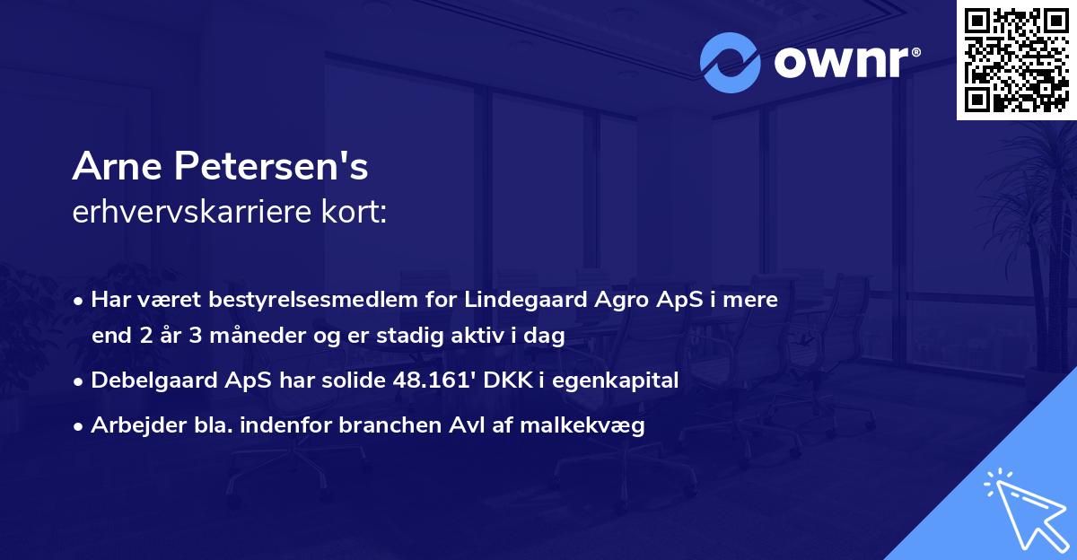 Arne Petersen's erhvervskarriere kort