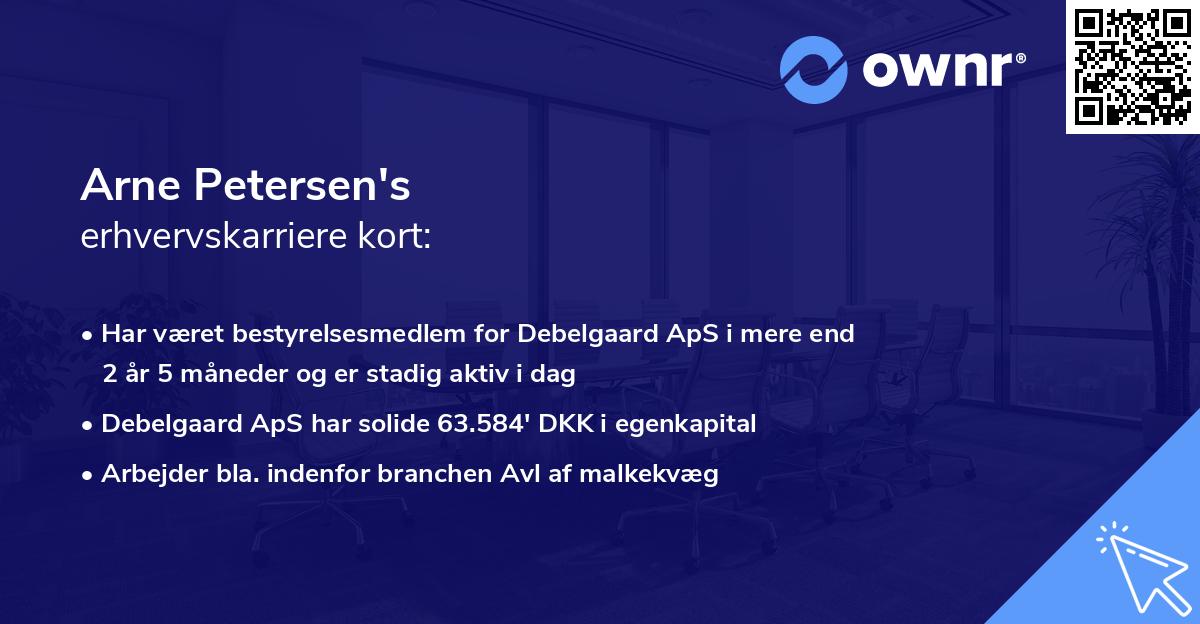 Arne Petersen's erhvervskarriere kort