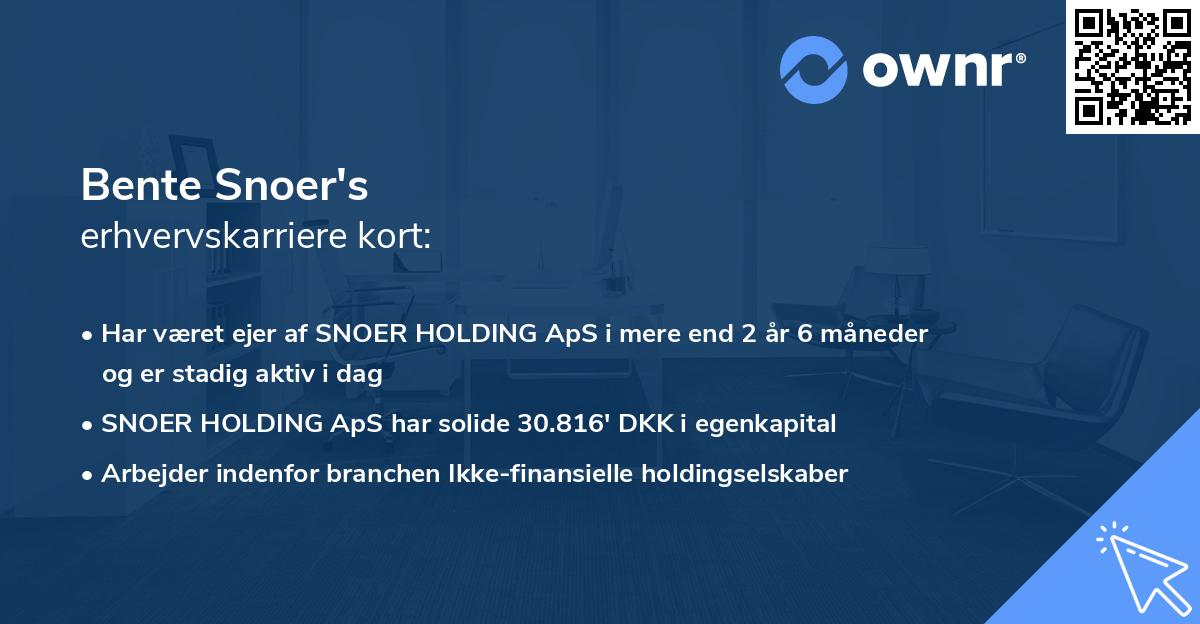 Bente Snoer's erhvervskarriere kort