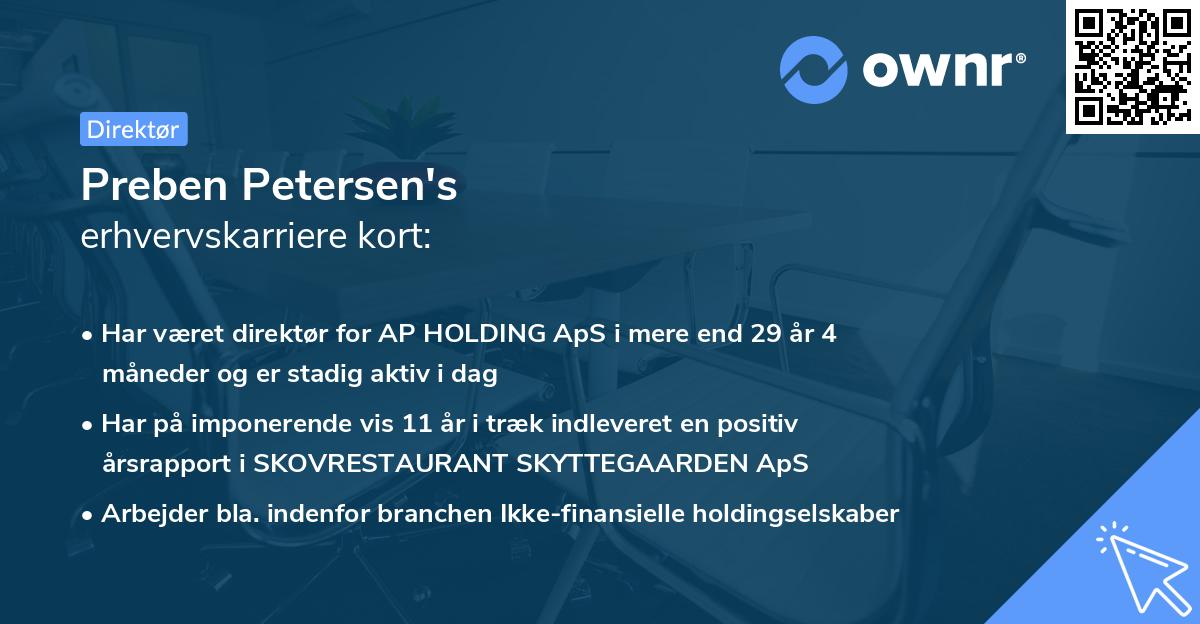 Preben Petersen's erhvervskarriere kort