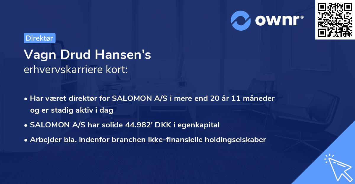 Vagn Drud Hansen's erhvervskarriere kort