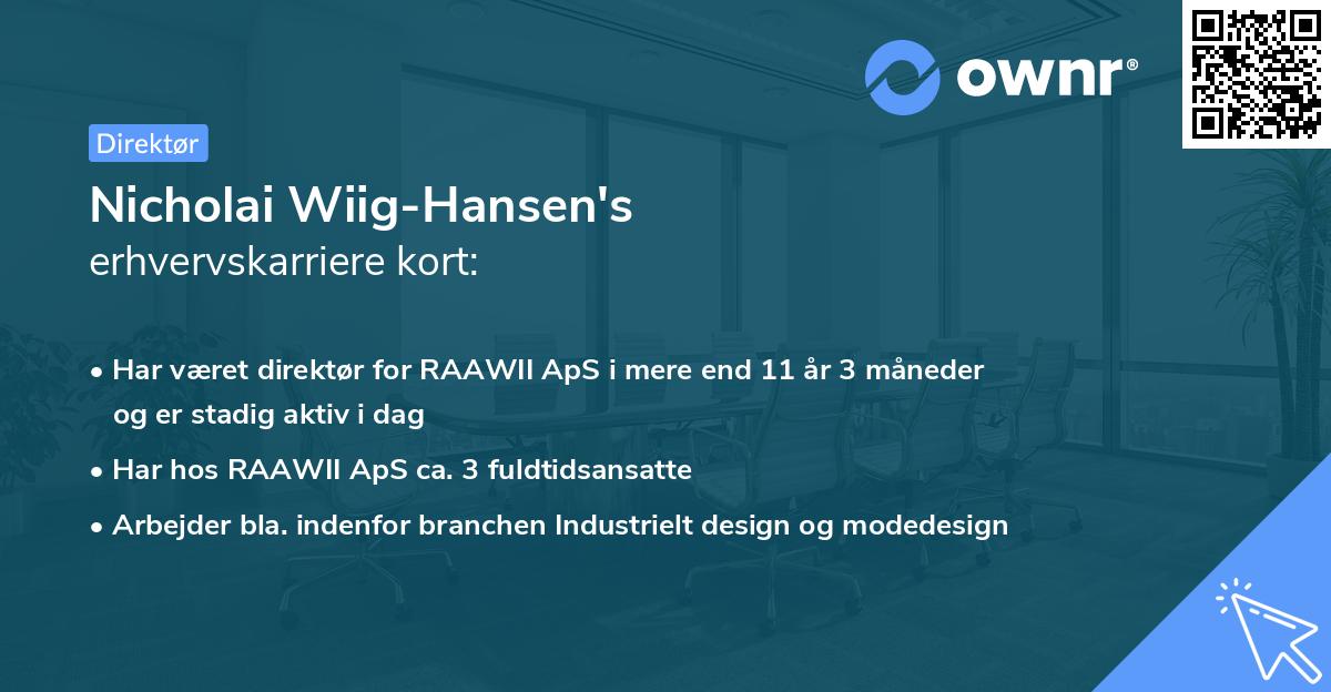 Nicholai Wiig-Hansen's erhvervskarriere kort