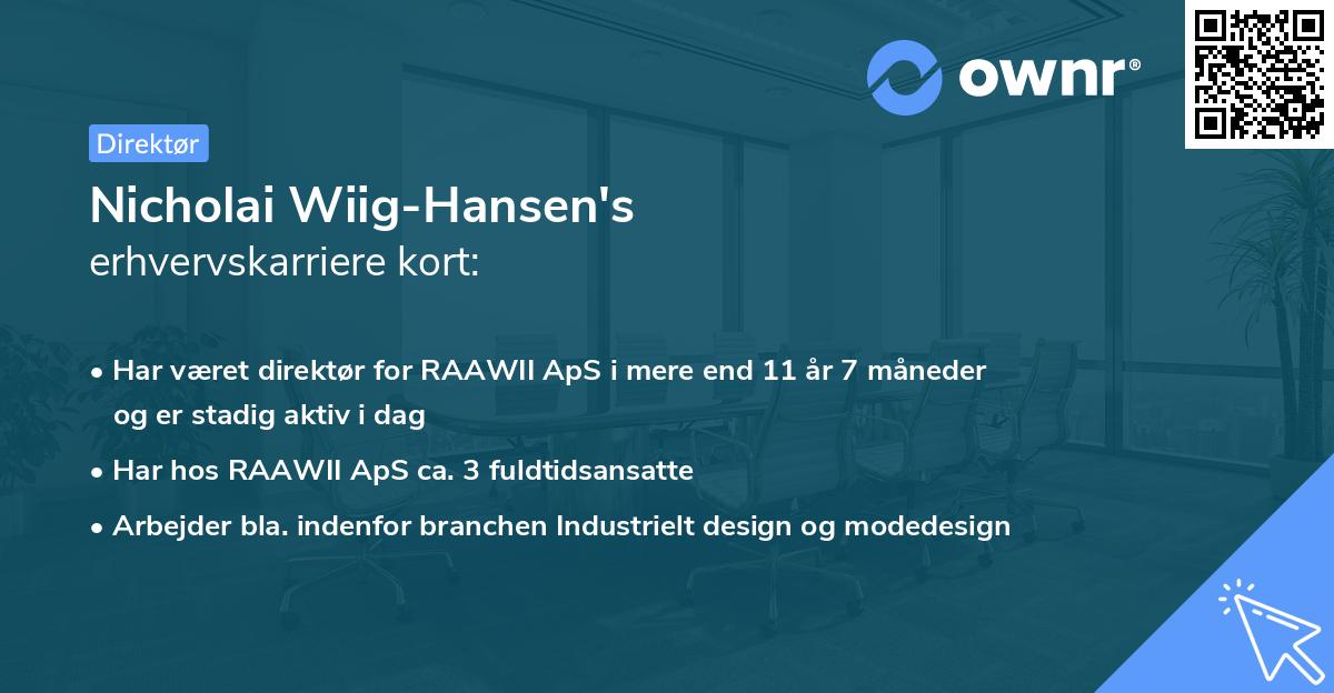 Nicholai Wiig-Hansen's erhvervskarriere kort