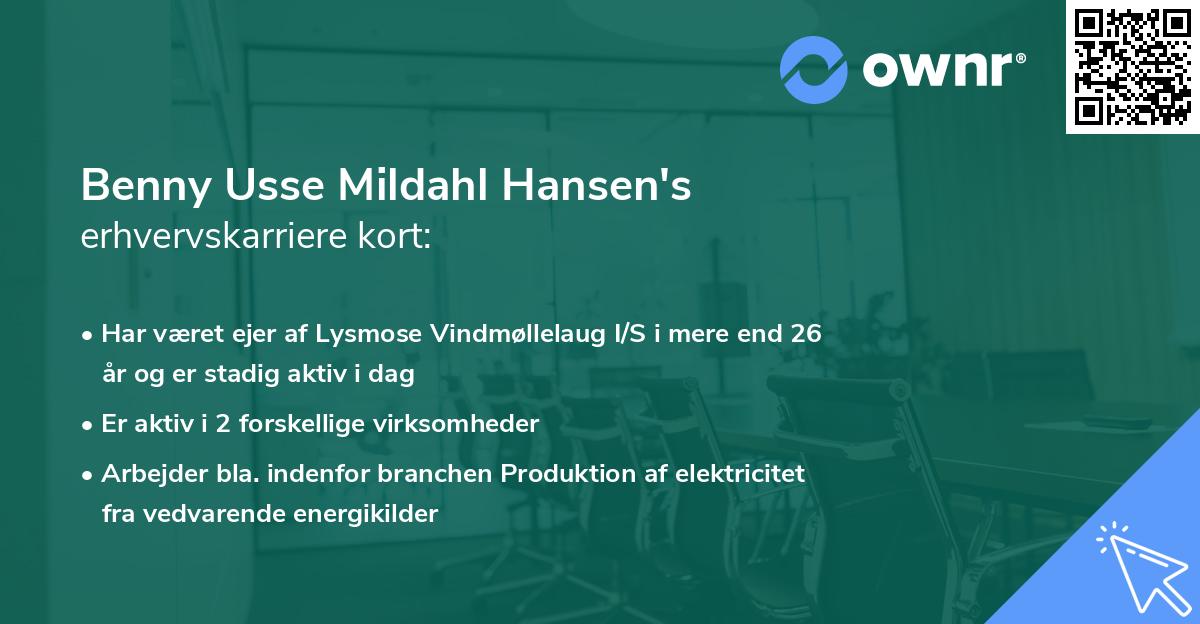 Benny Usse Mildahl Hansen's erhvervskarriere kort