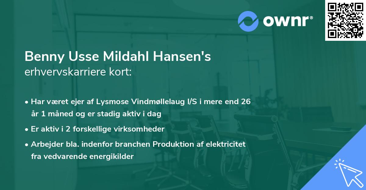 Benny Usse Mildahl Hansen's erhvervskarriere kort