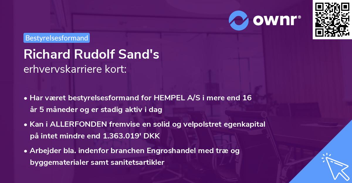 Richard Rudolf Sand's erhvervskarriere kort