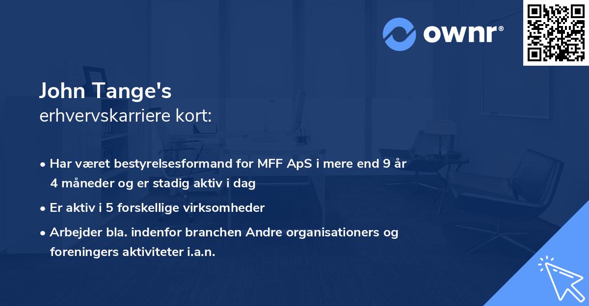 John Tange's erhvervskarriere kort
