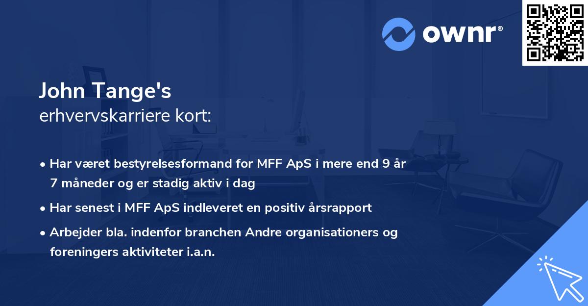 John Tange's erhvervskarriere kort