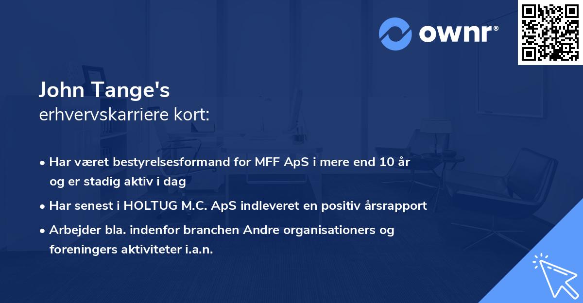 John Tange's erhvervskarriere kort