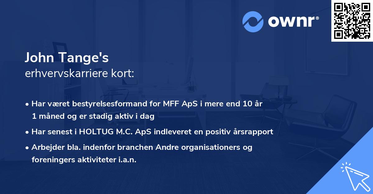John Tange's erhvervskarriere kort