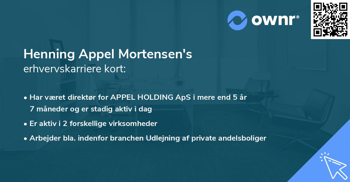 Henning Appel Mortensen's erhvervskarriere kort